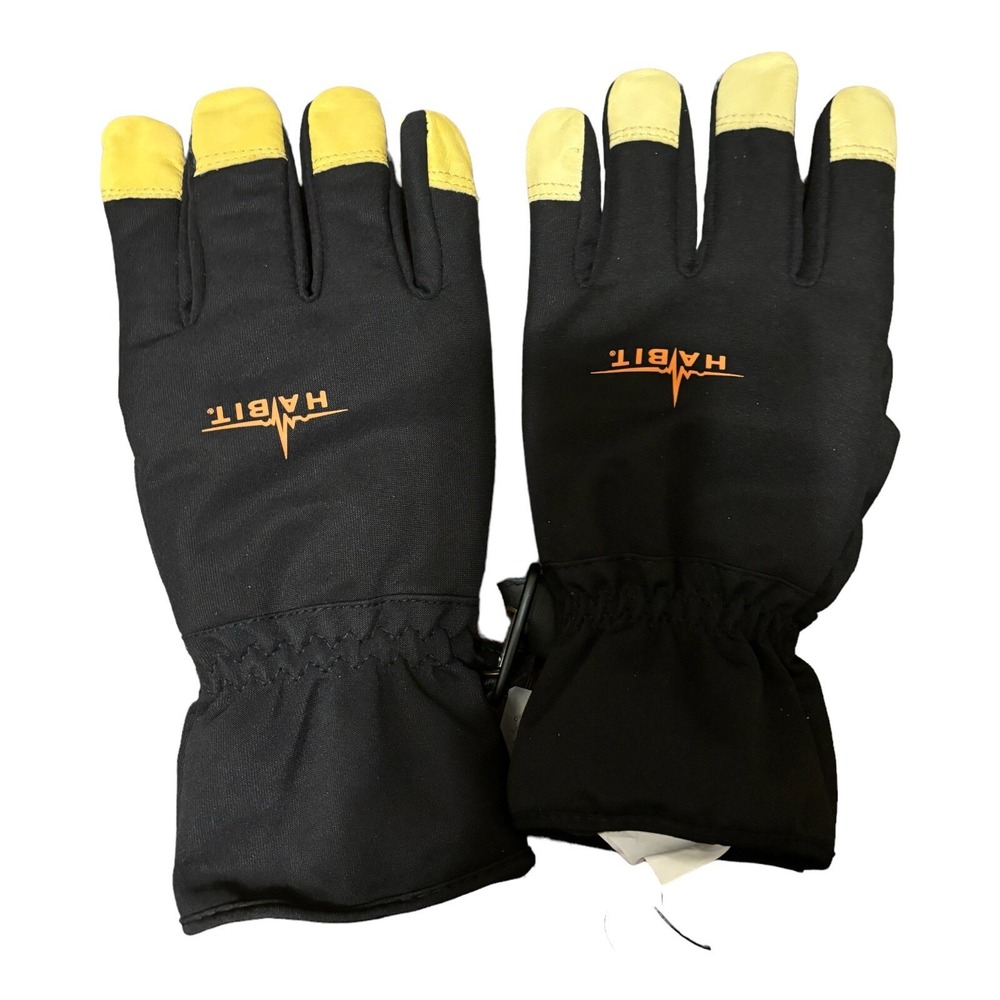Work Gloves 2 Sets Med Cold Weather Fleece Lined Faux Leather Hand Finger Grip